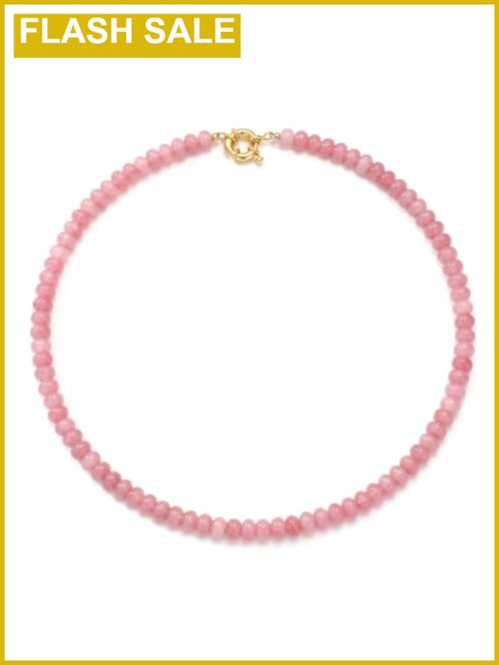 Handmade Natural Gemstone Beaded Necklace 14K Gold-Plated Copper
